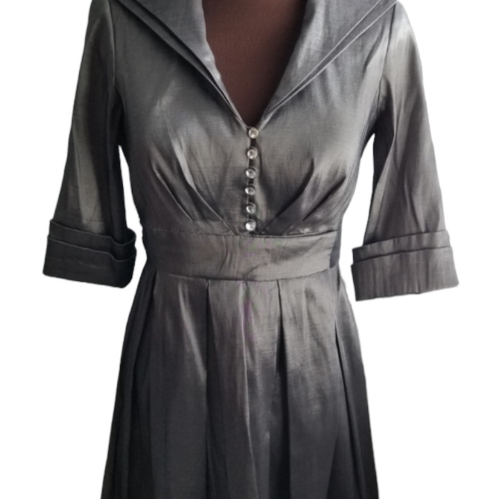 Donna Rico Wrap Dress with rhinestones buttons knee length. Size 8 P gently worn